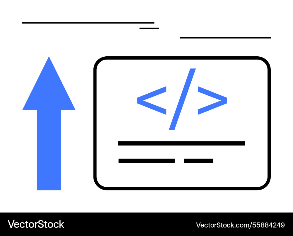 Code development concept with arrow indicating Code development concept with arrow indicating vector image