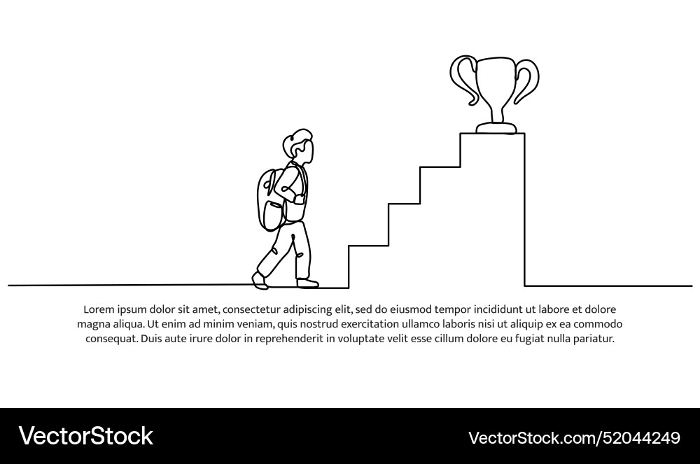 Continuous one line design of student achieving Continuous one line design of student achieving vector image