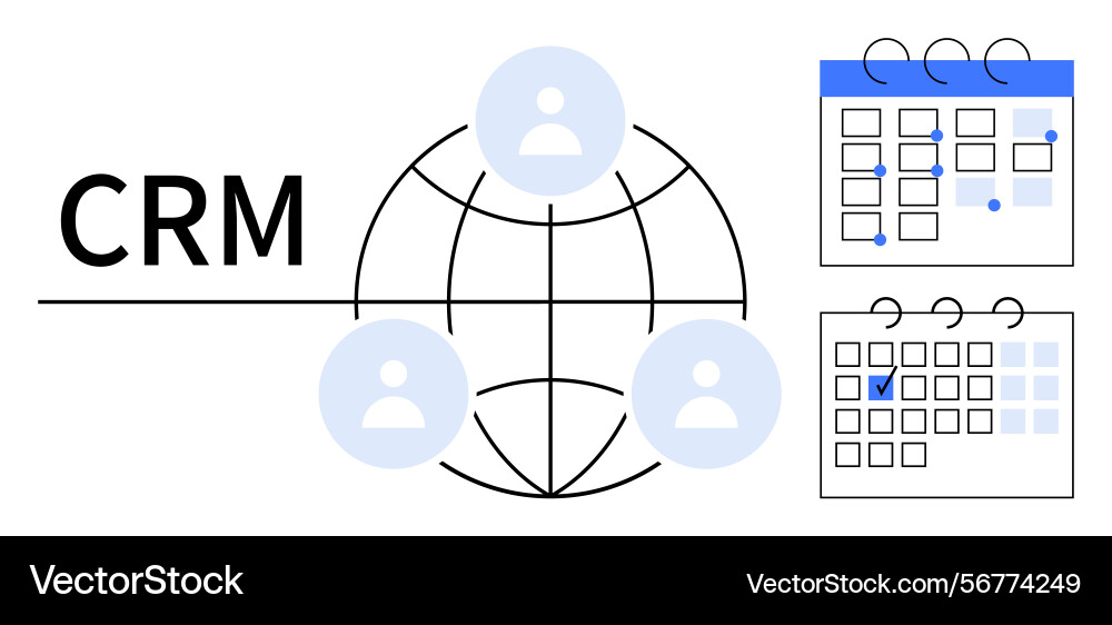 Crm network connections and scheduling calendars Crm network connections and scheduling calendars vector image