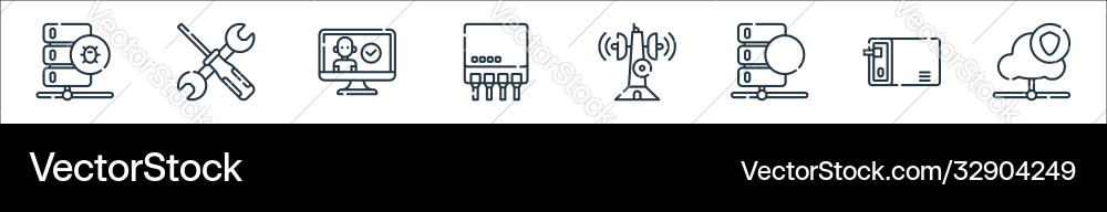 Database and servers line icons linear set Database and servers line icons linear set Vector Image