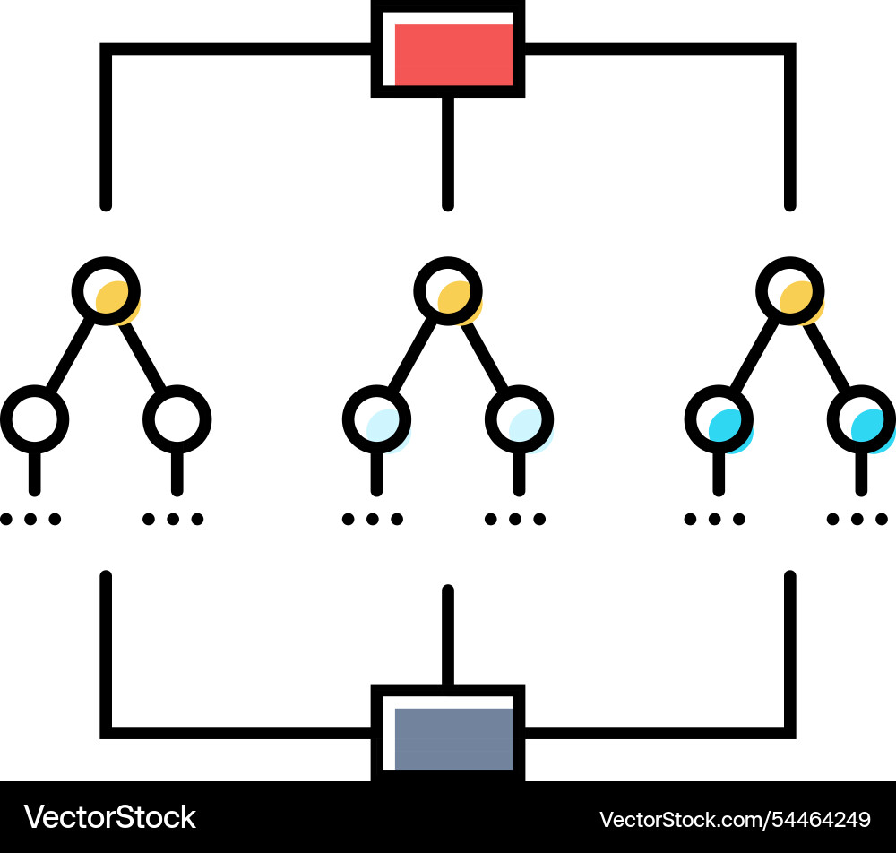 Decision tree algorithm color icon Decision tree algorithm color icon vector image