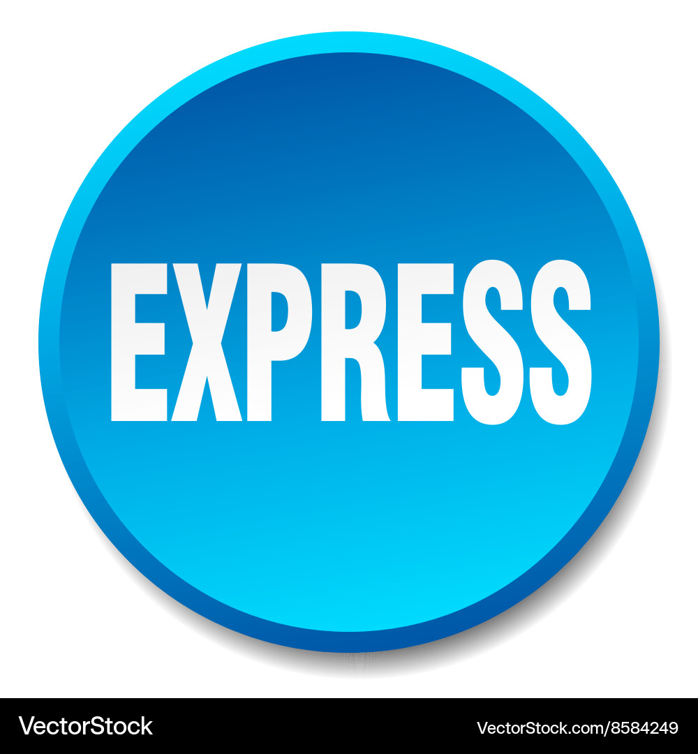 Express blue round flat isolated push button Vector Image