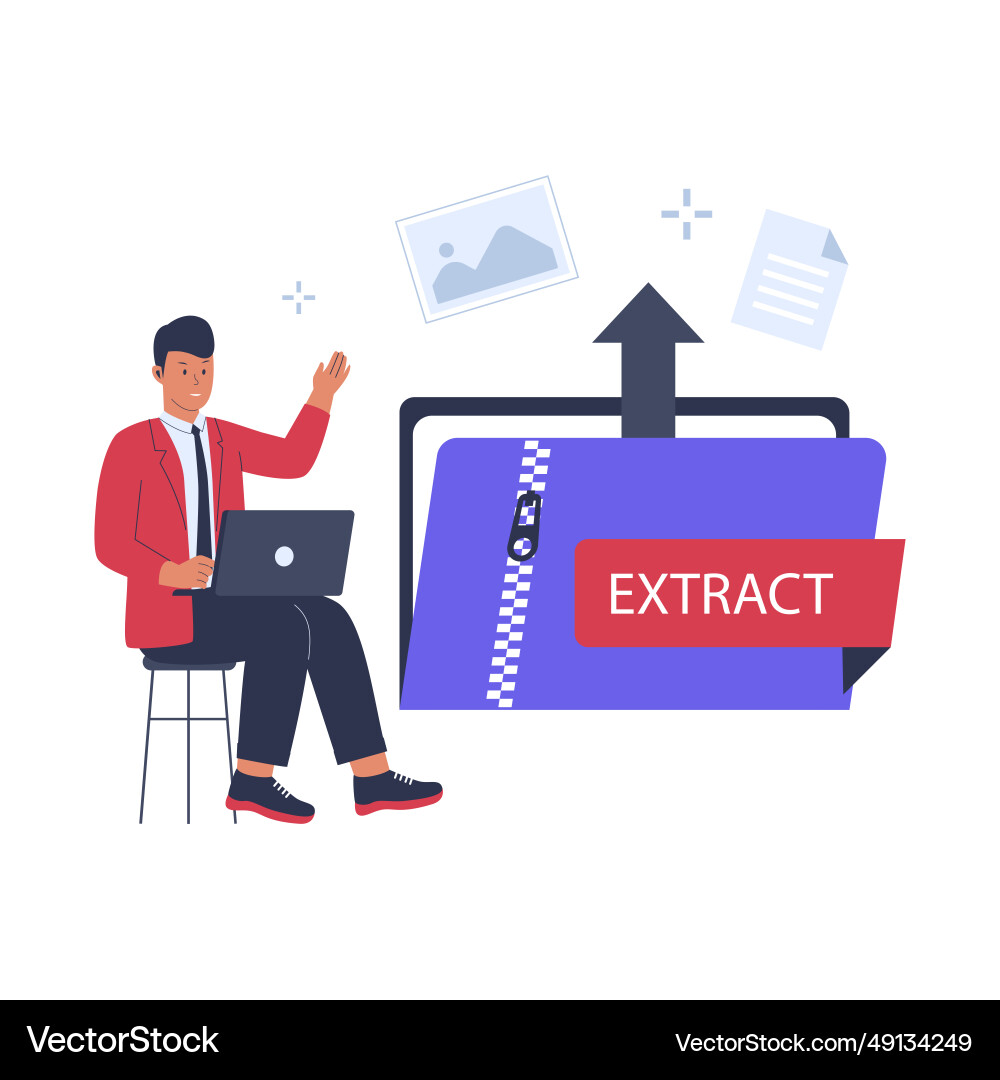 Extract file concept vector image