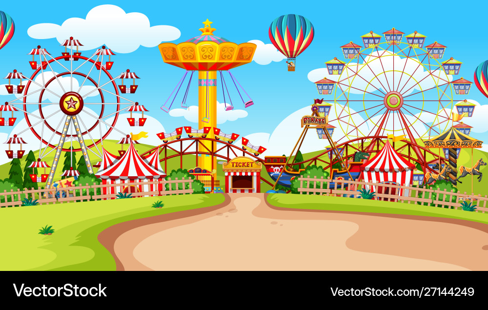 Fun fair amusement park empty Royalty Free Vector Image