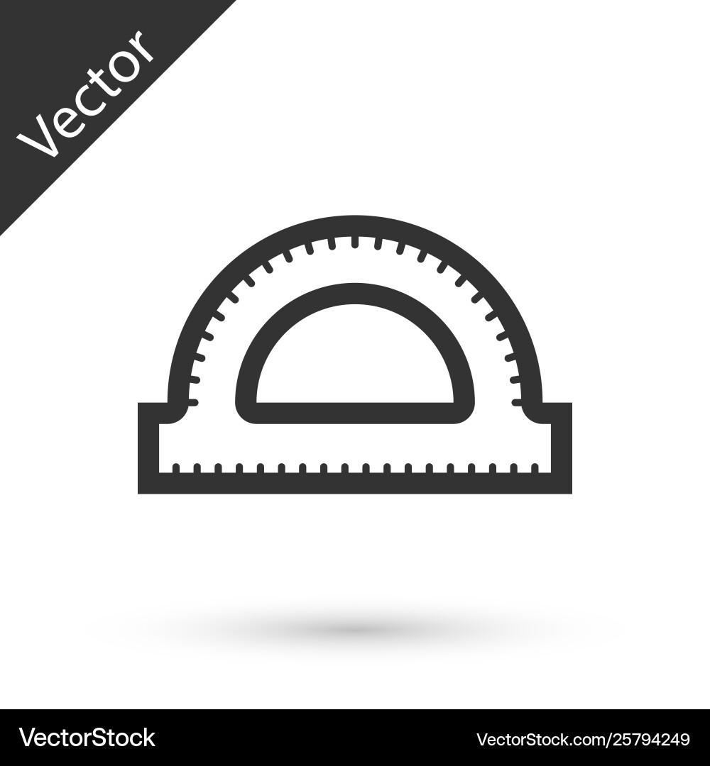 Grey protractor grid for measuring degrees icon Grey protractor grid for measuring degrees icon Vector Image