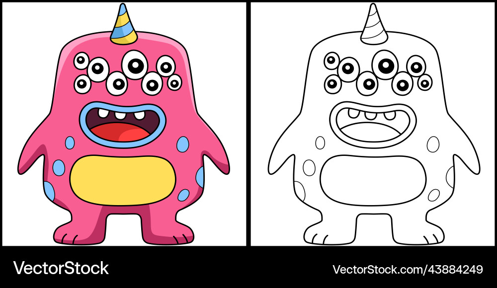 Monster mit mehreren Augen Färbung Monster mit mehreren Augen Färbung vektorbild