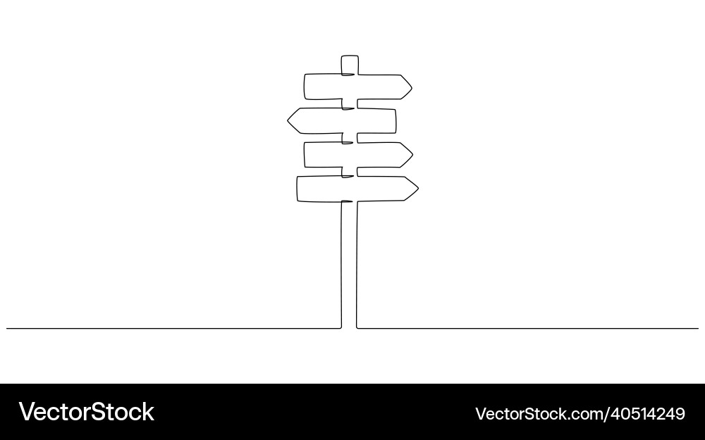 One continuous line drawing of road direction Vector Image