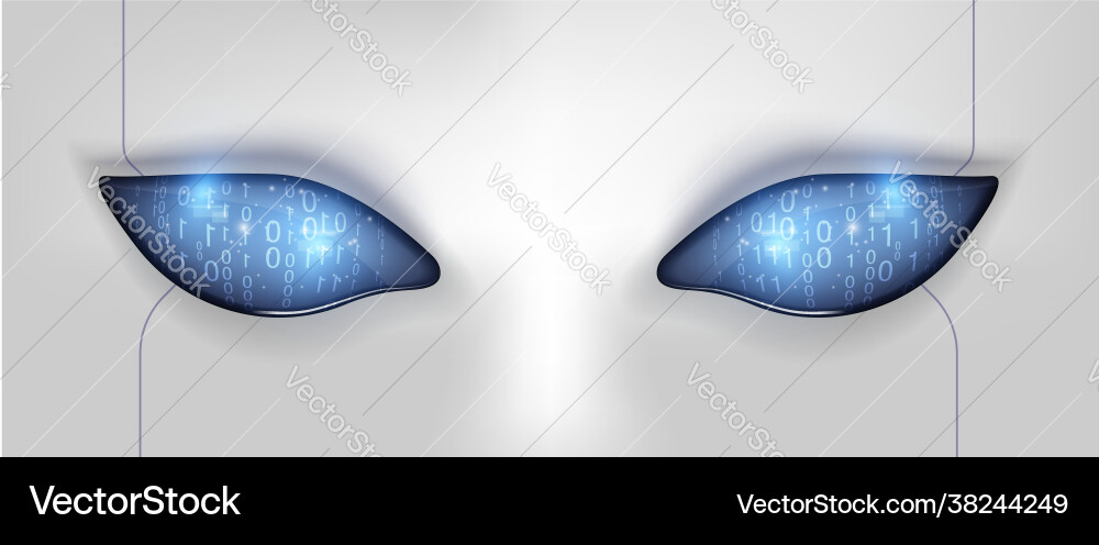 Robot eyes with binary future technology Robot eyes with binary future technology vector image