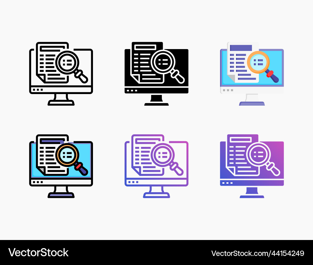 Search file icon set with different styles Search file icon set with different styles vector image