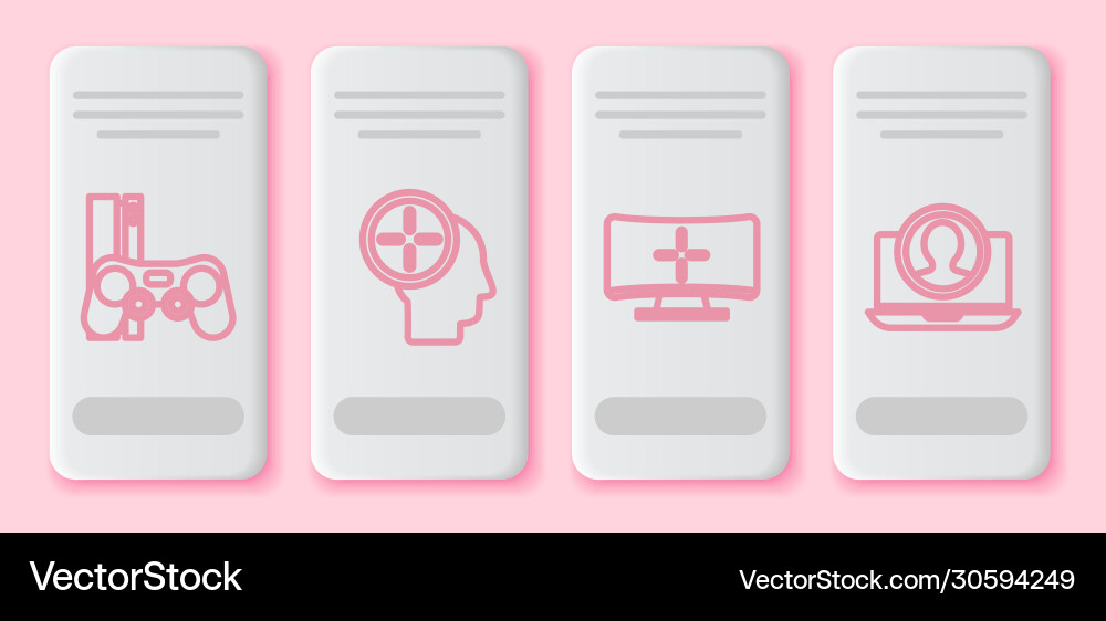 Set line game console with joystick head hunting Set line game console with joystick head hunting vector image