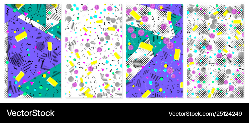 Set memphis pattern pop art color background Set memphis pattern pop art color background vector image