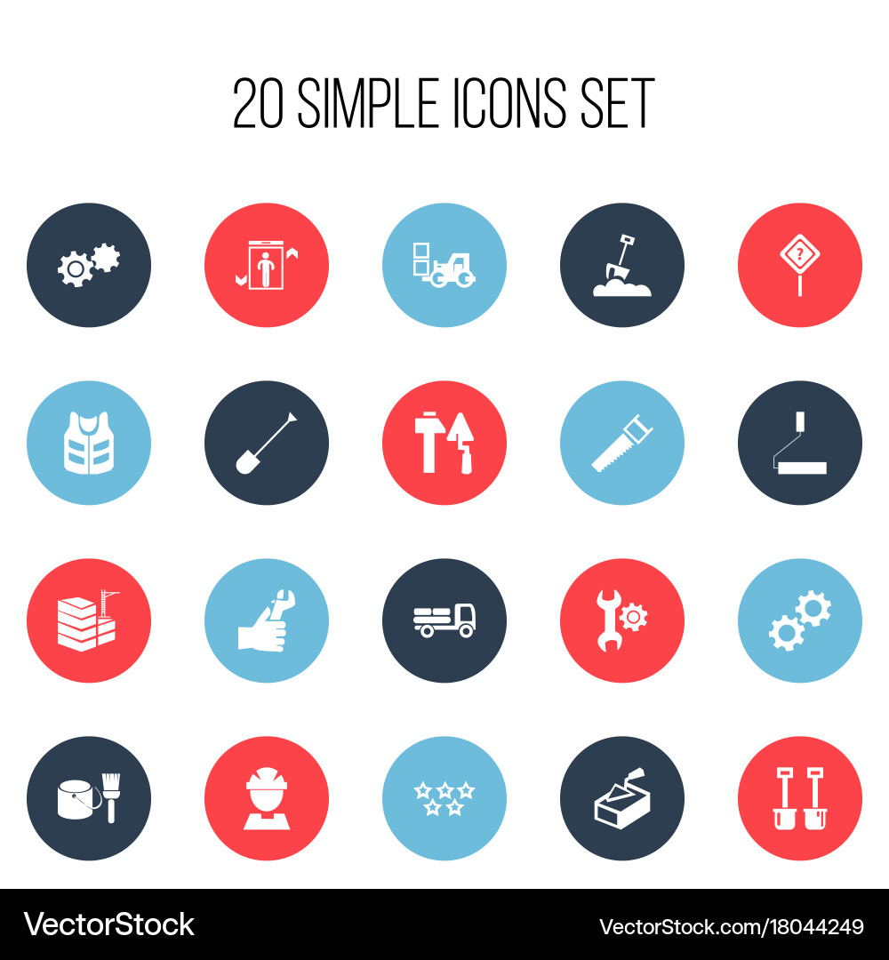 Set of 20 editable building icons includes Vector Image