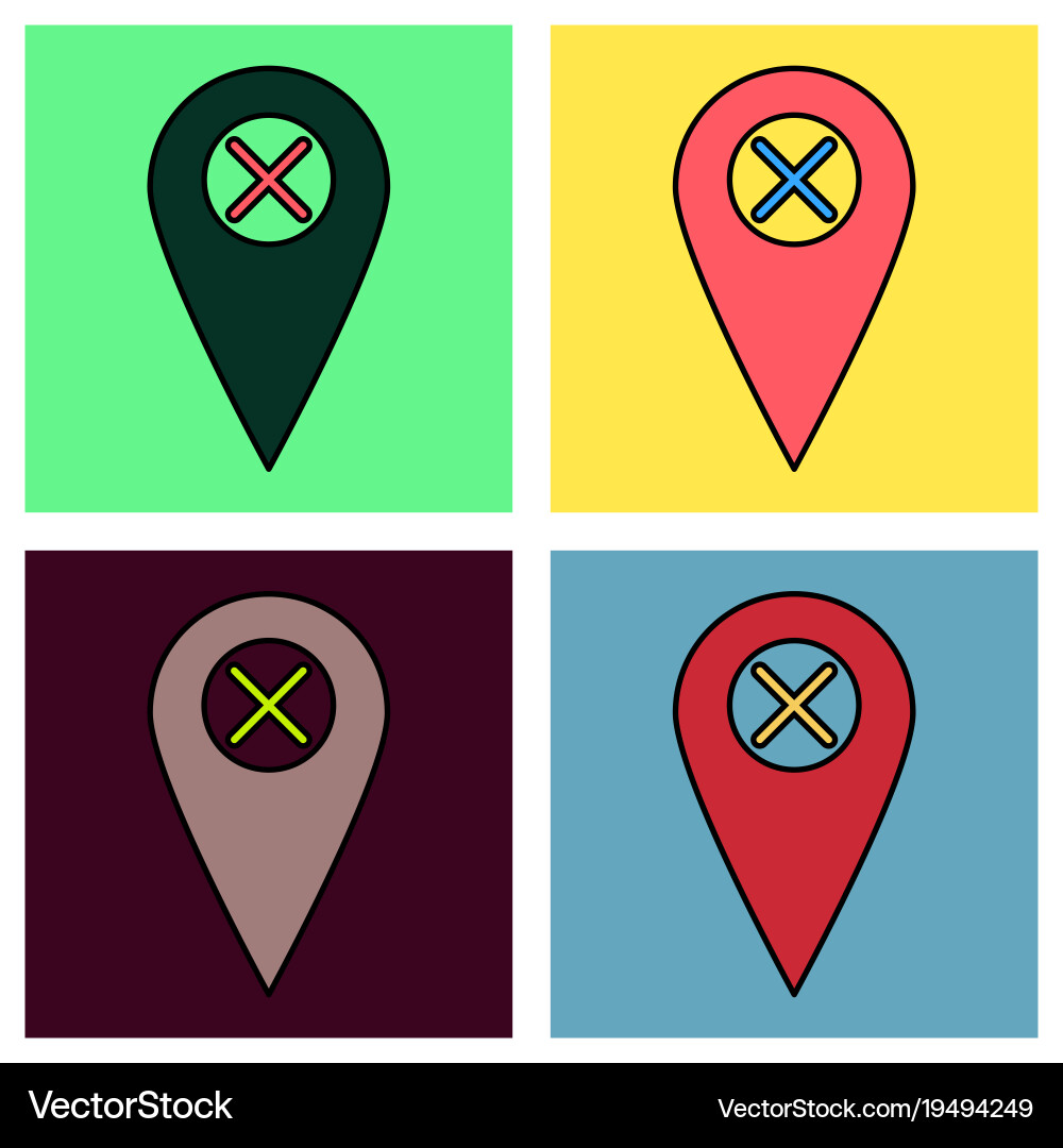 Set of navigation geolocation icon in flat design vector image