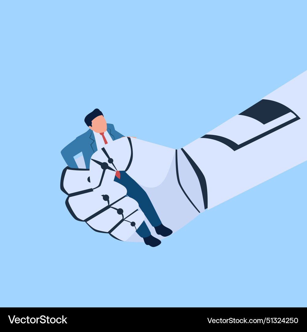 Artificial intelligence robot hand grasps Artificial intelligence robot hand grasps Vector Image