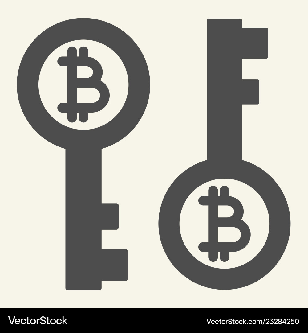 Bitcoin key solid icon security Bitcoin key solid icon security vector image