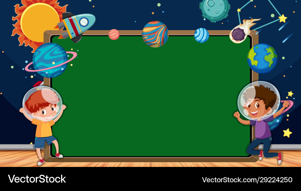 Border template with space theme in background Border template with space theme in background vector image