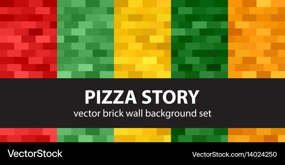 Brick Wall Pattern - Red, Green, Yellow vector image