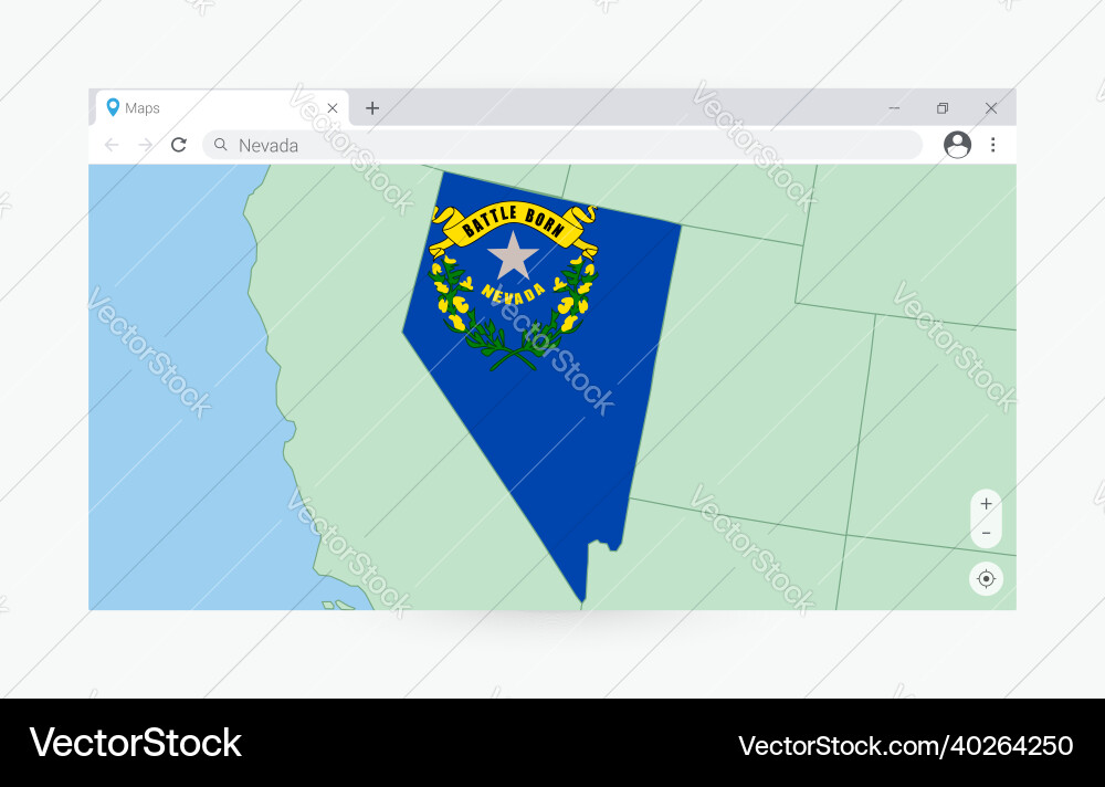 Browser window with map of nevada searching Vector Image