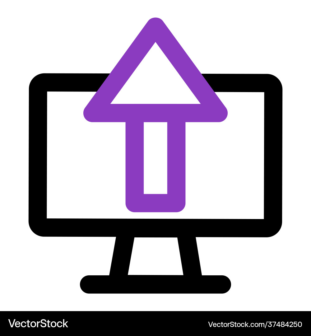 Computer icon with upload outline Computer icon with upload outline vector image