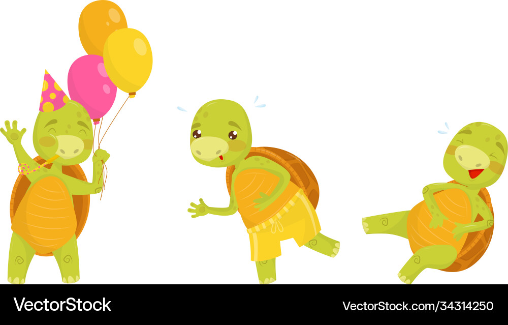 Funny turtle or tortoise with shell running Funny turtle or tortoise with shell running vector image