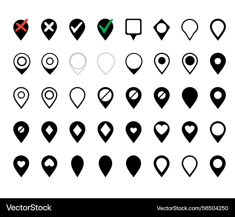 Location pin icon set for maps navigation Location pin icon set for maps navigation vector image