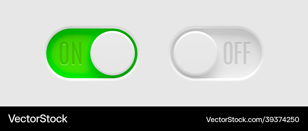 On and off toggle switch buttons material design Vector Image