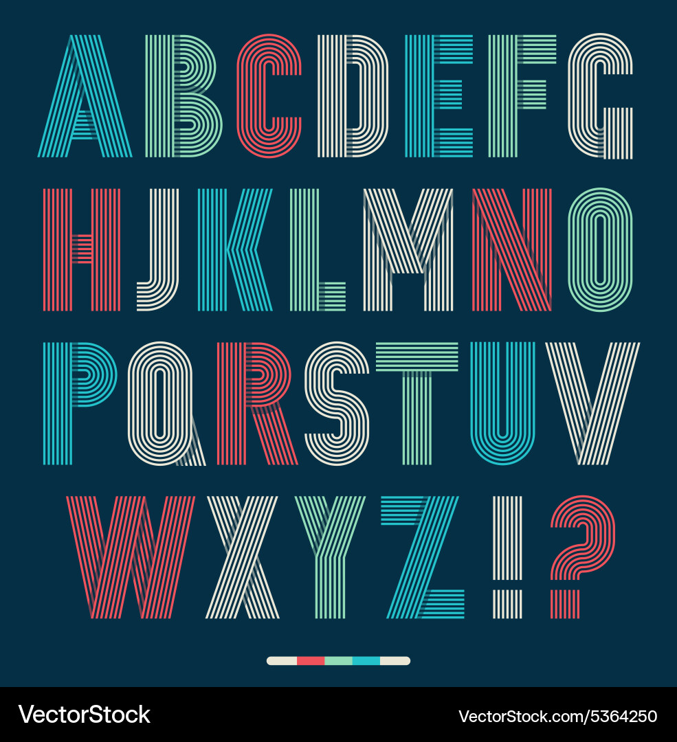 Retro Stripe Font Collection vector image