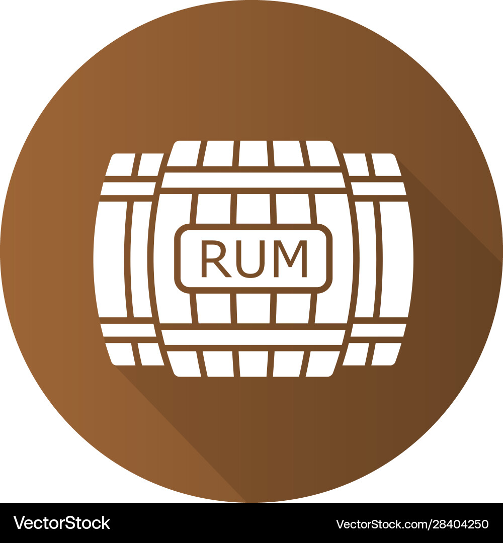 Rum wooden barrels flat design long shadow icon Rum wooden barrels flat design long shadow icon vector image