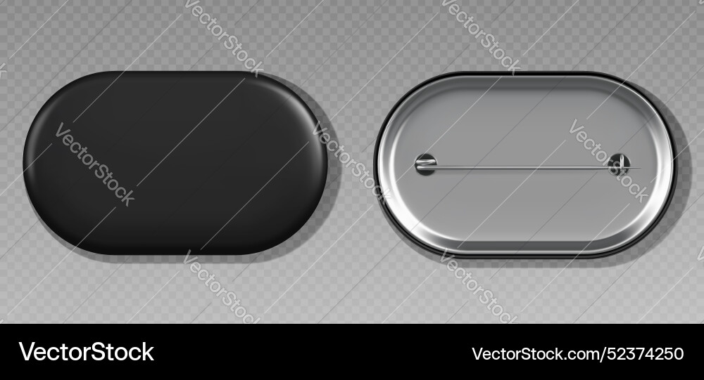 Schwarze Pin Badge Mockup oben und unten Ansicht Schwarze Pin Badge Mockup oben und unten Ansicht vektorbild