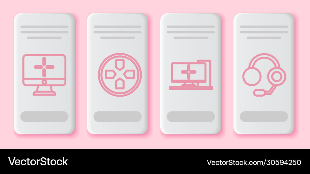 Set line computer monitor gamepad Set line computer monitor gamepad vector image