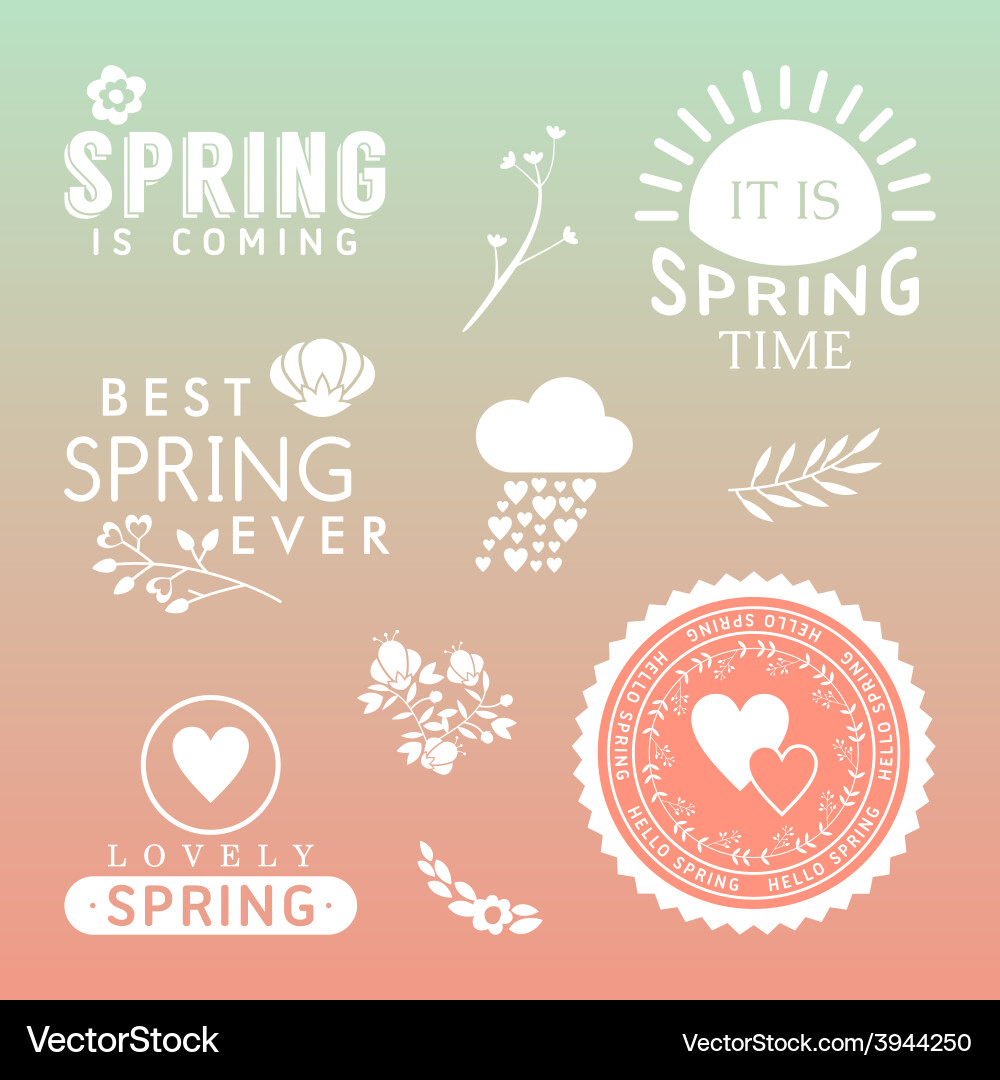 Spring typographic design set of labels and badges Vector Image