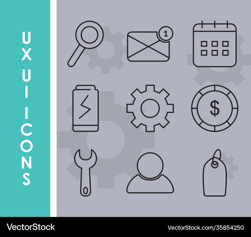 Ui ux icons set half line color style Ui ux icons set half line color style vector image