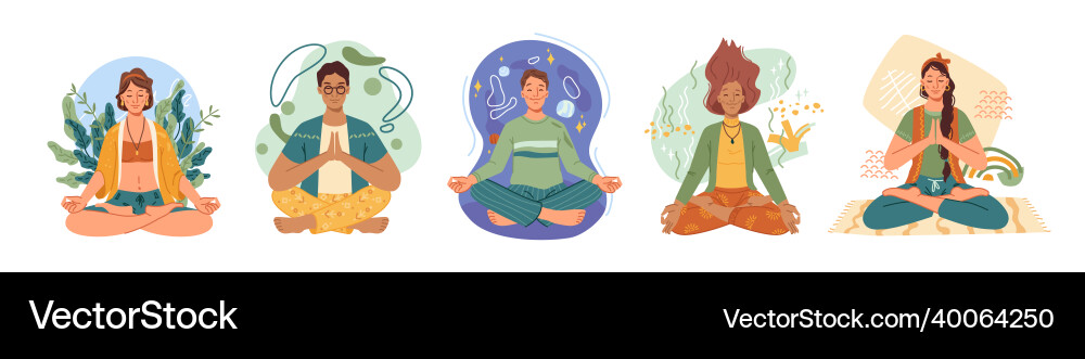 Yoga Meditation Menschen meditieren in Lotus Pose Yoga Meditation Menschen meditieren in Lotus Pose vektorbild
