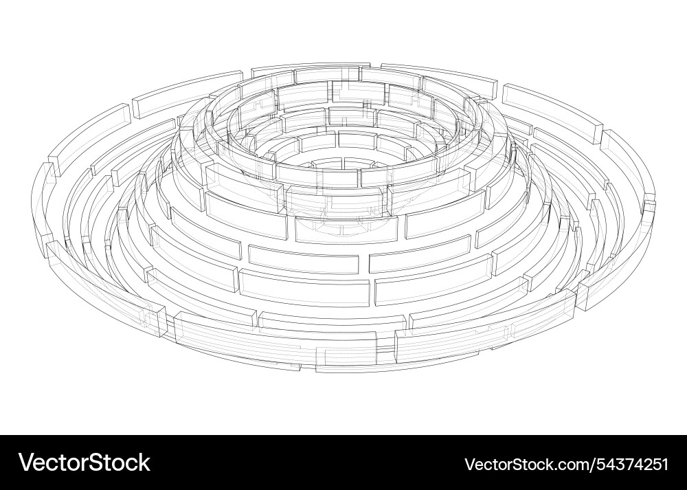 3d circular pattern style wireframe model vector image