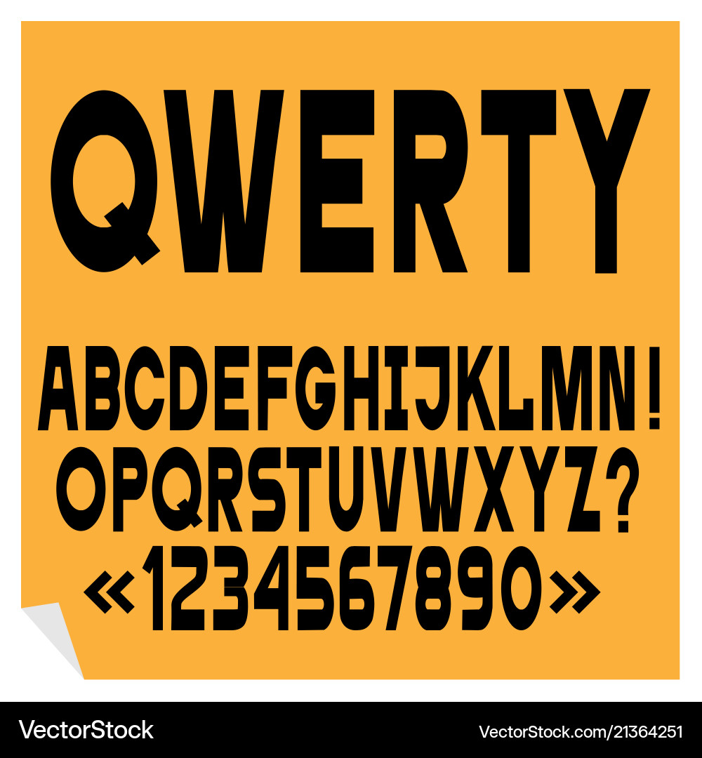 Black simple font alphabet lettersnumbers Black simple font alphabet lettersnumbers vector image