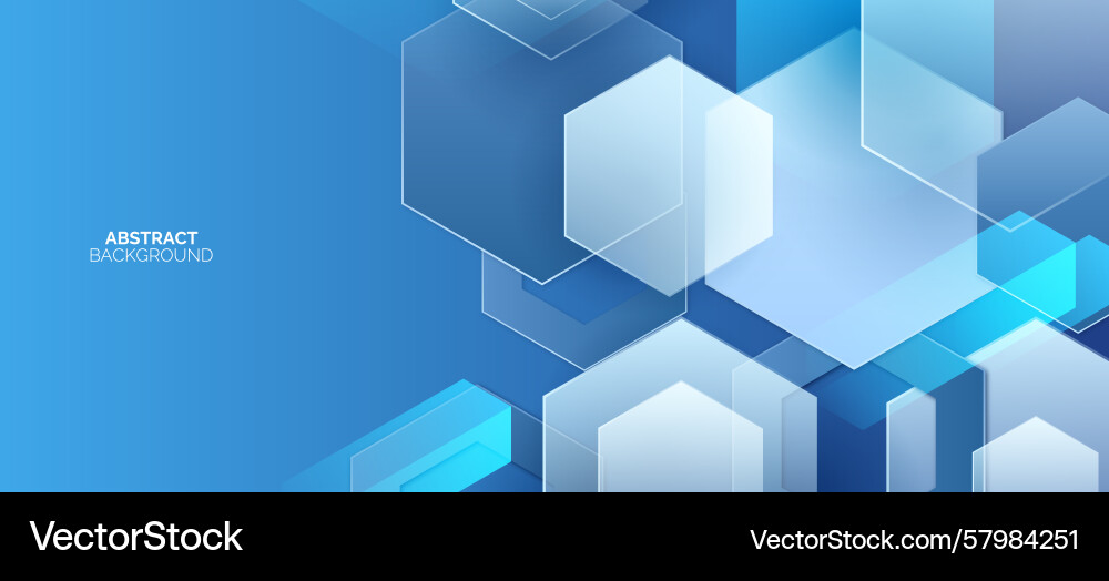Blue abstract background with gradient hexagon Blue abstract background with gradient hexagon Vector Image