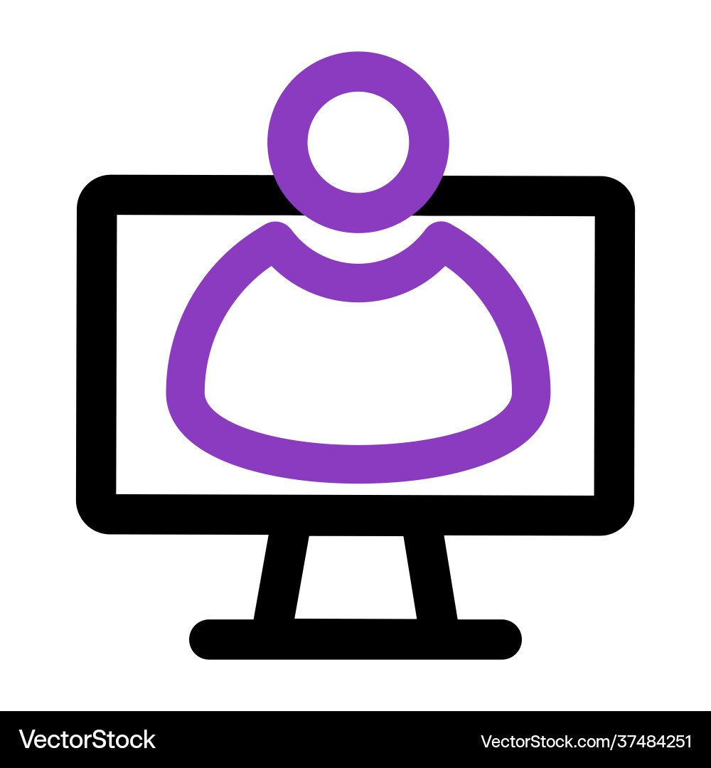 Computer icon with user outline can vector image