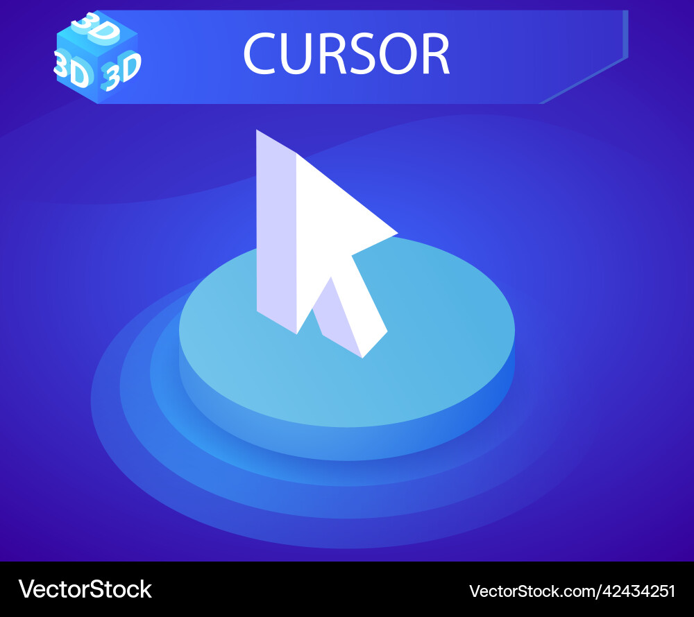 Cursor isometric design icon web 3d colorful Cursor isometric design icon web 3d colorful vector image