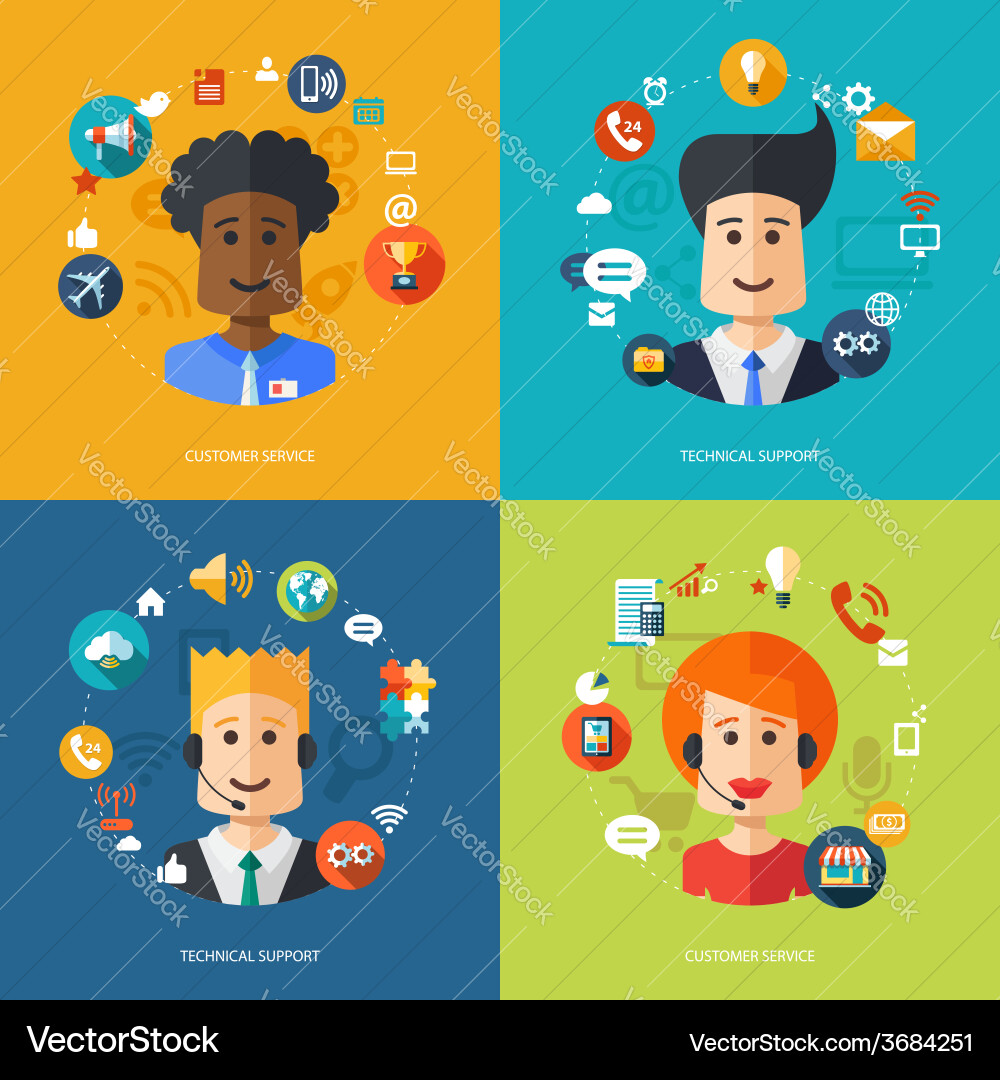 Flat design business composition with technical vector image