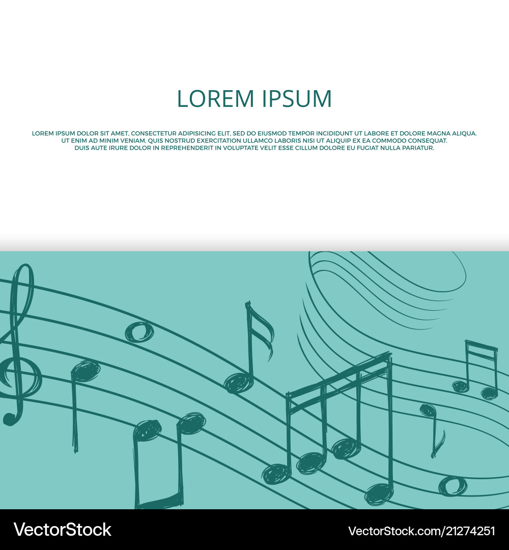 Hand drawn music wave with notes banner Hand drawn music wave with notes banner vector image