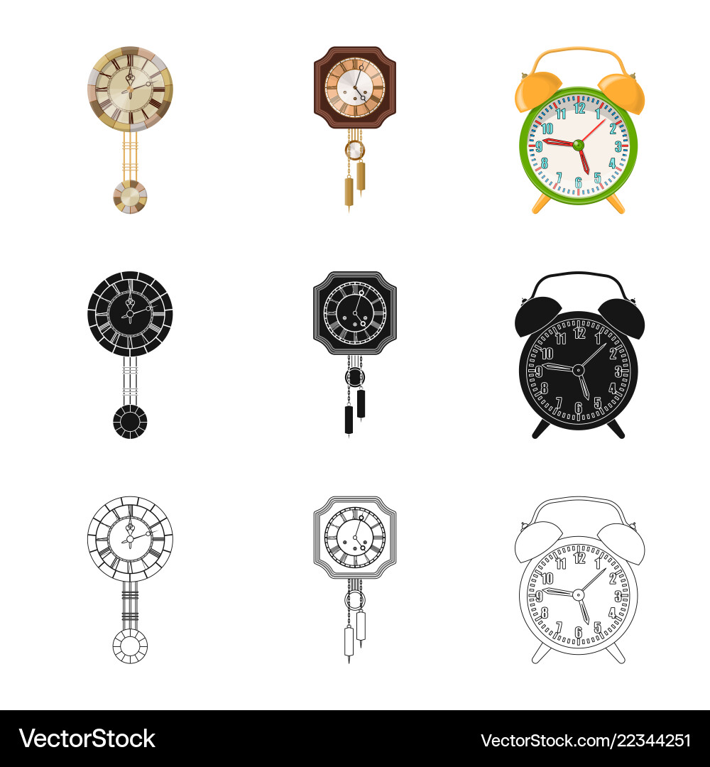 Isolated object of clock and time symbol set vector image