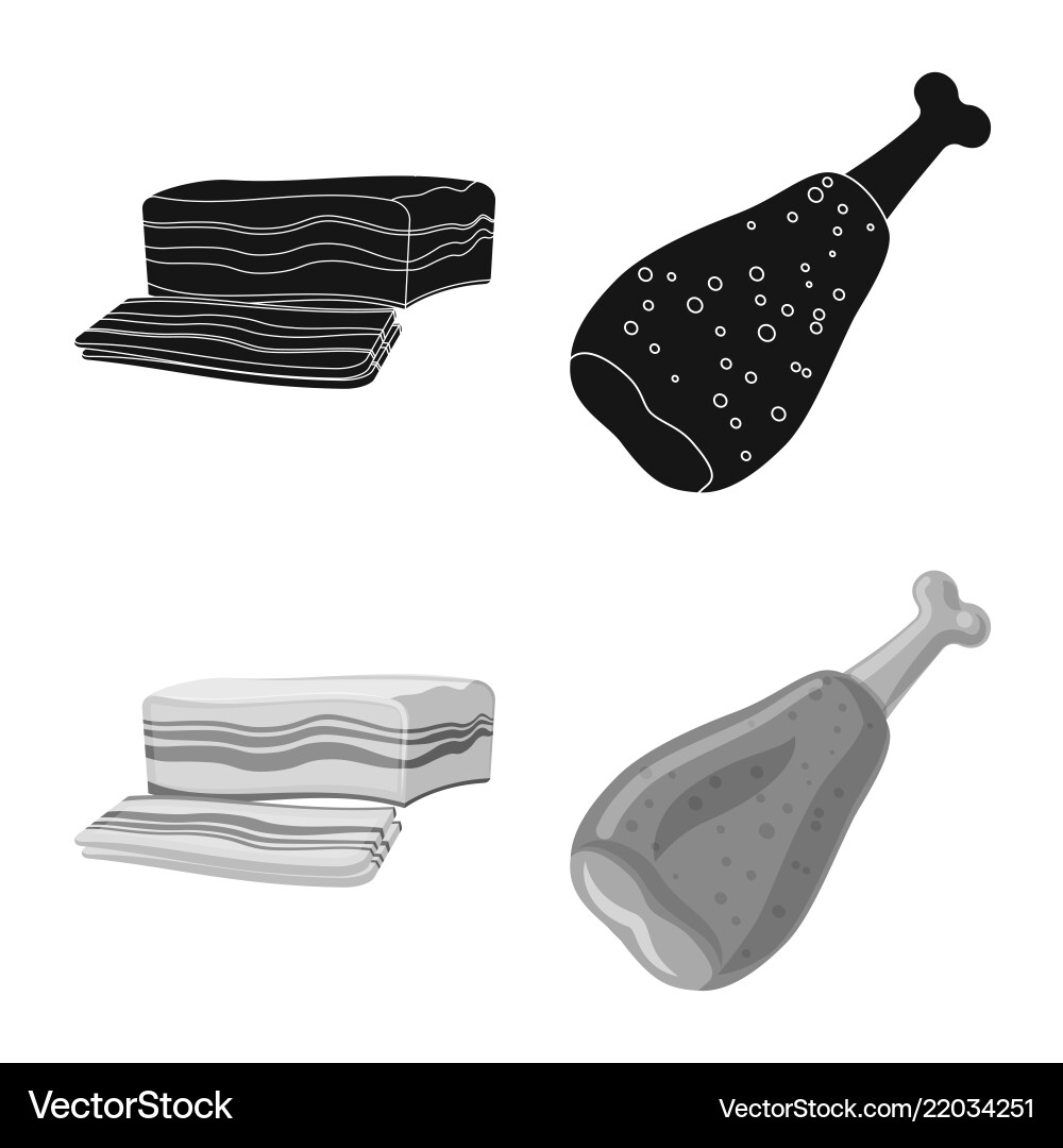 Isolated object of meat and ham icon collection Vector Image