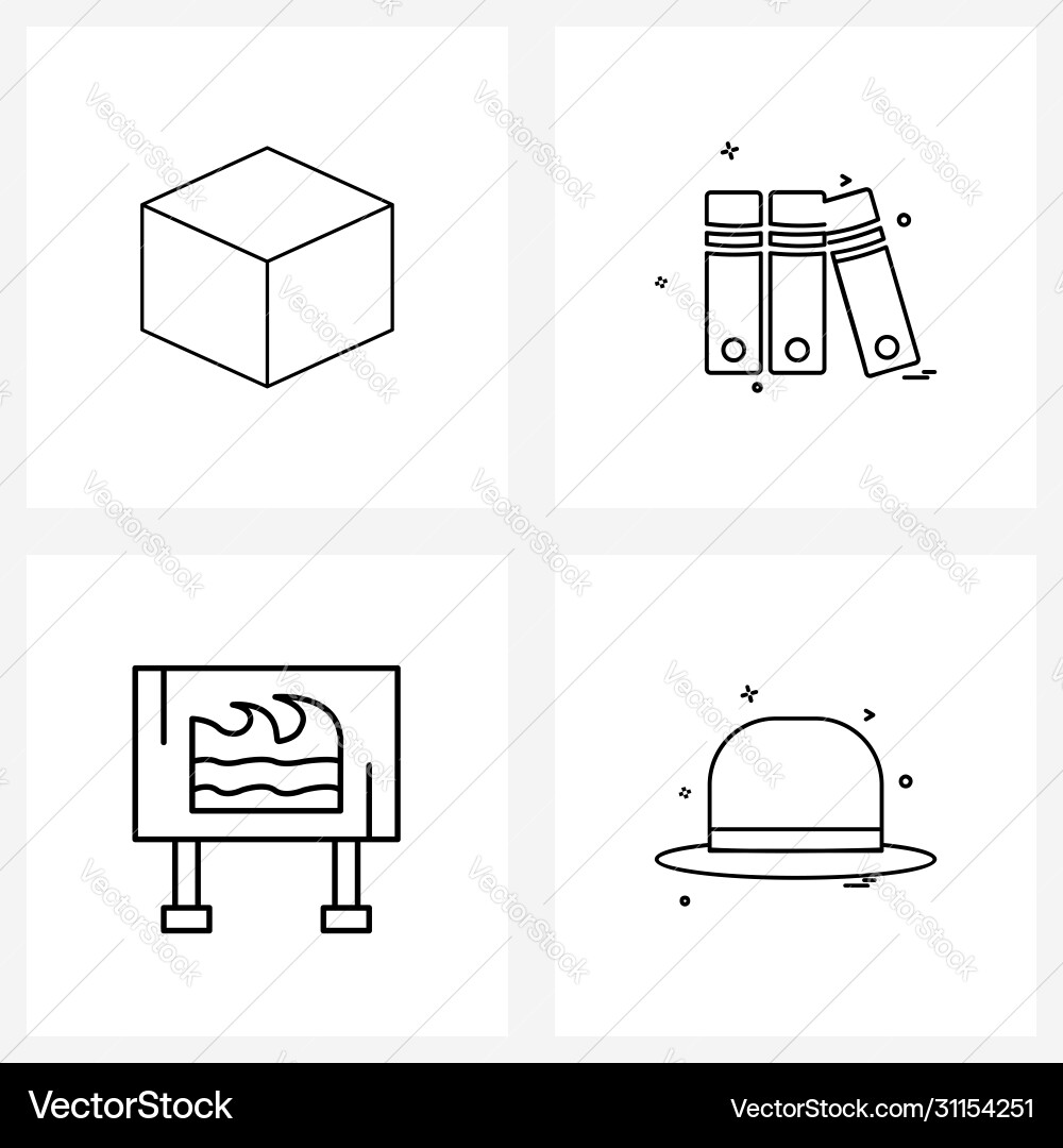 Isolated symbols set 4 simple line icons Vector Image