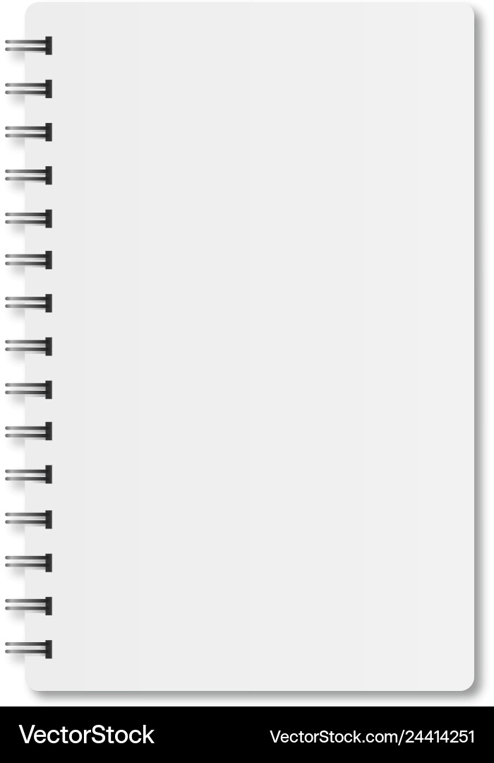 Notebook with spiral and shadow on a white Notebook with spiral and shadow on a white vector image