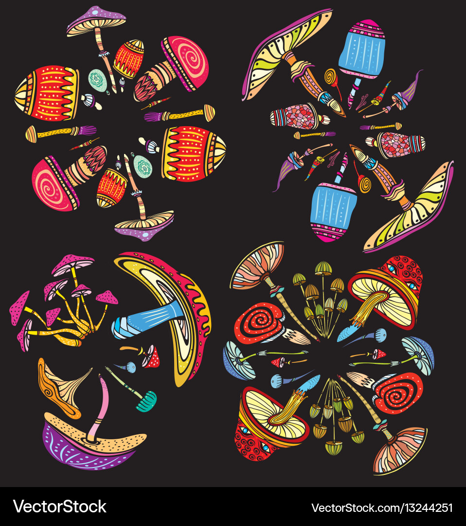 Psychedelic Mushroom Patterns vector image