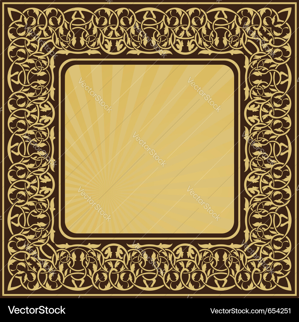 Rectangle gold frame Vector Image