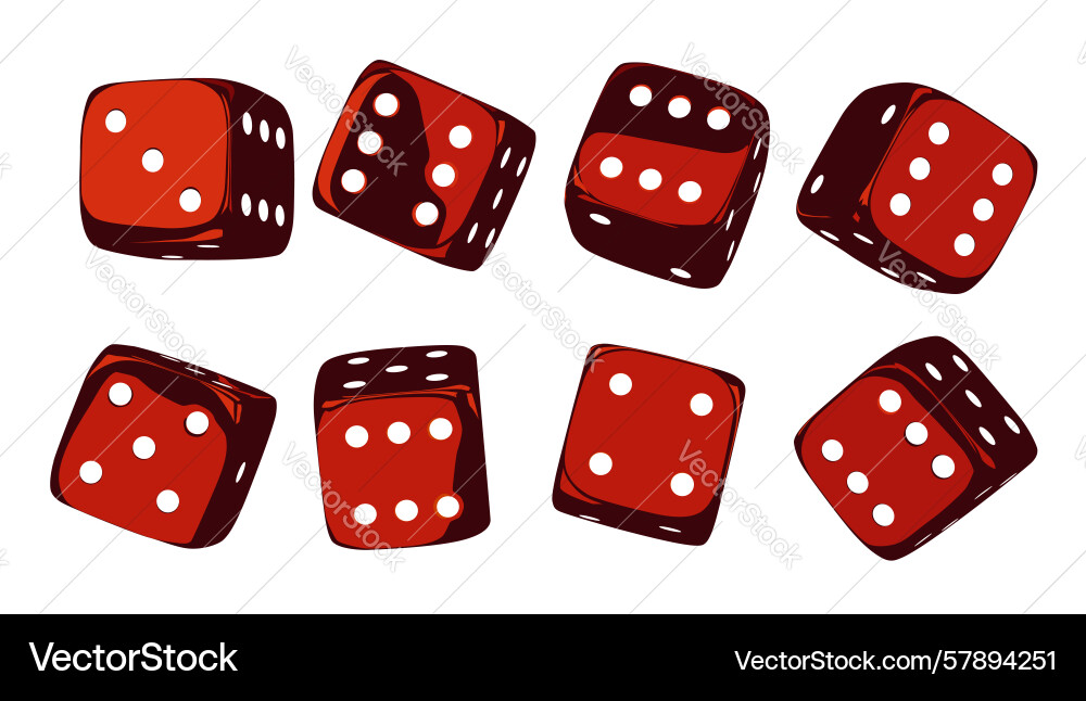 Red dice set on isolated background random vector image