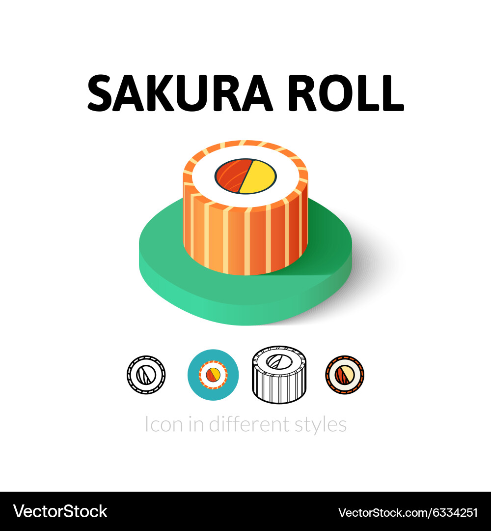 Sakura roll icon in different style vector image