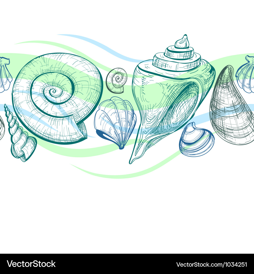 Sea Shell Seamless Pattern vector image