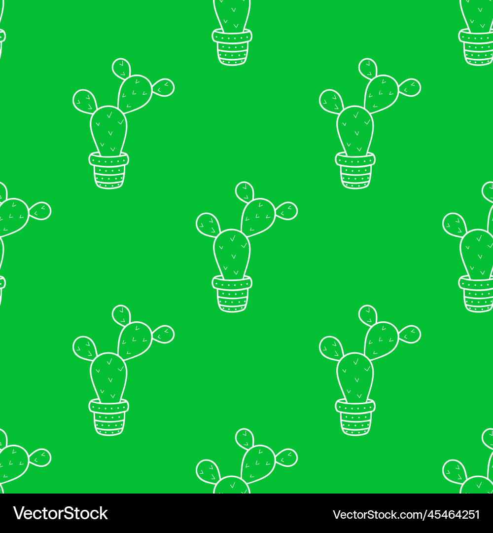 Seamless pattern with cacti on a green Seamless pattern with cacti on a green vector image